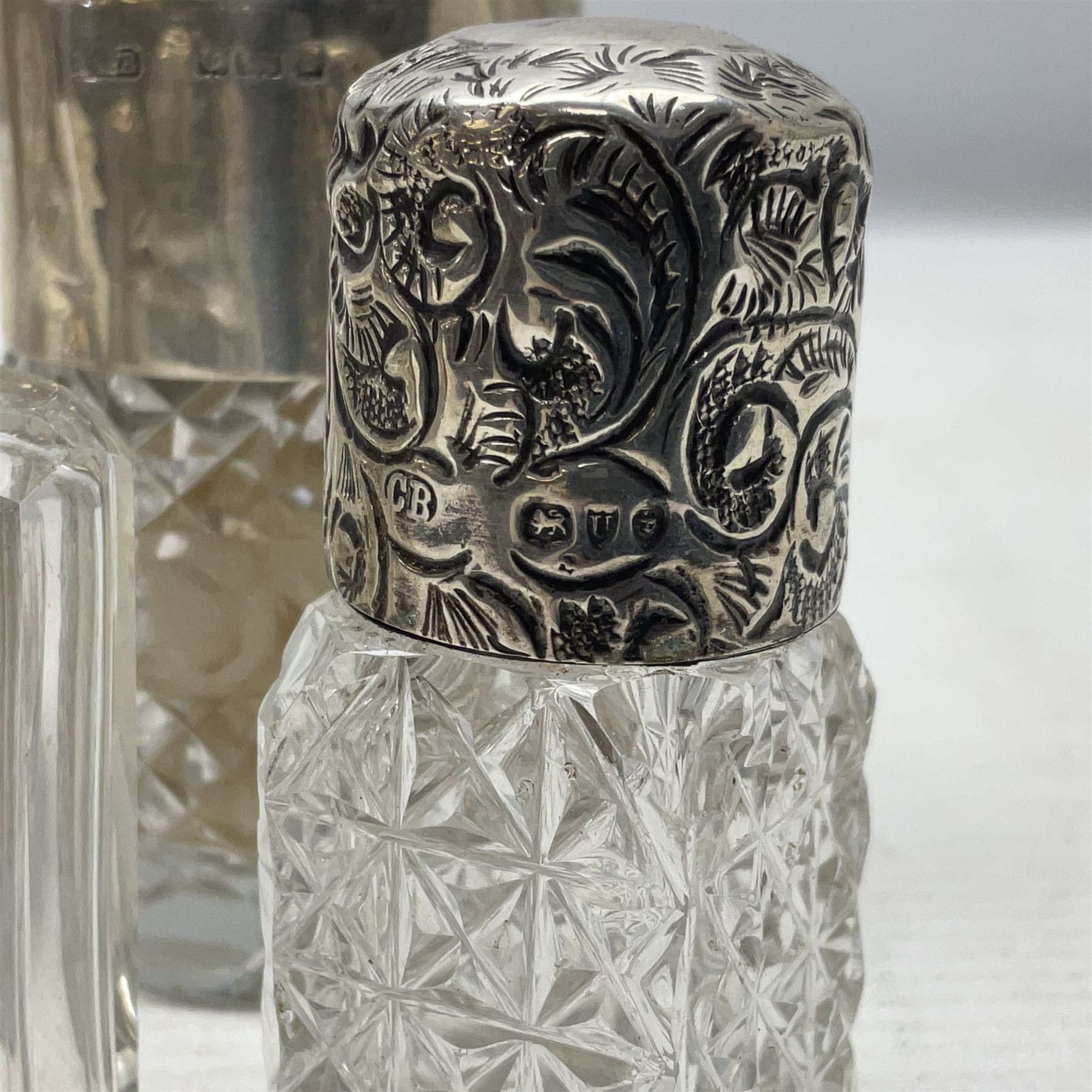 Five hallmarked silver mounted glass containers - Image 4 of 8