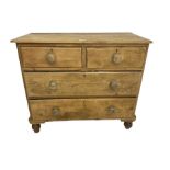 Rustic pine chest fitted with two short and two long drawers