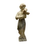 Heavy alabaster figure of Madonna and Child