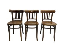 Set three mid-20th century beech bentwood chairs