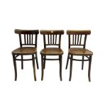 Set three mid-20th century beech bentwood chairs