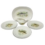 Wedgwood & Co. eight-piece fish service comprising six plates