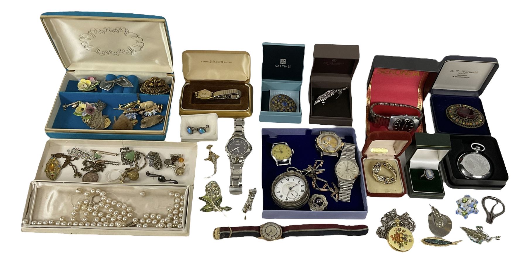 Collection of silver and costume jewellery including rings