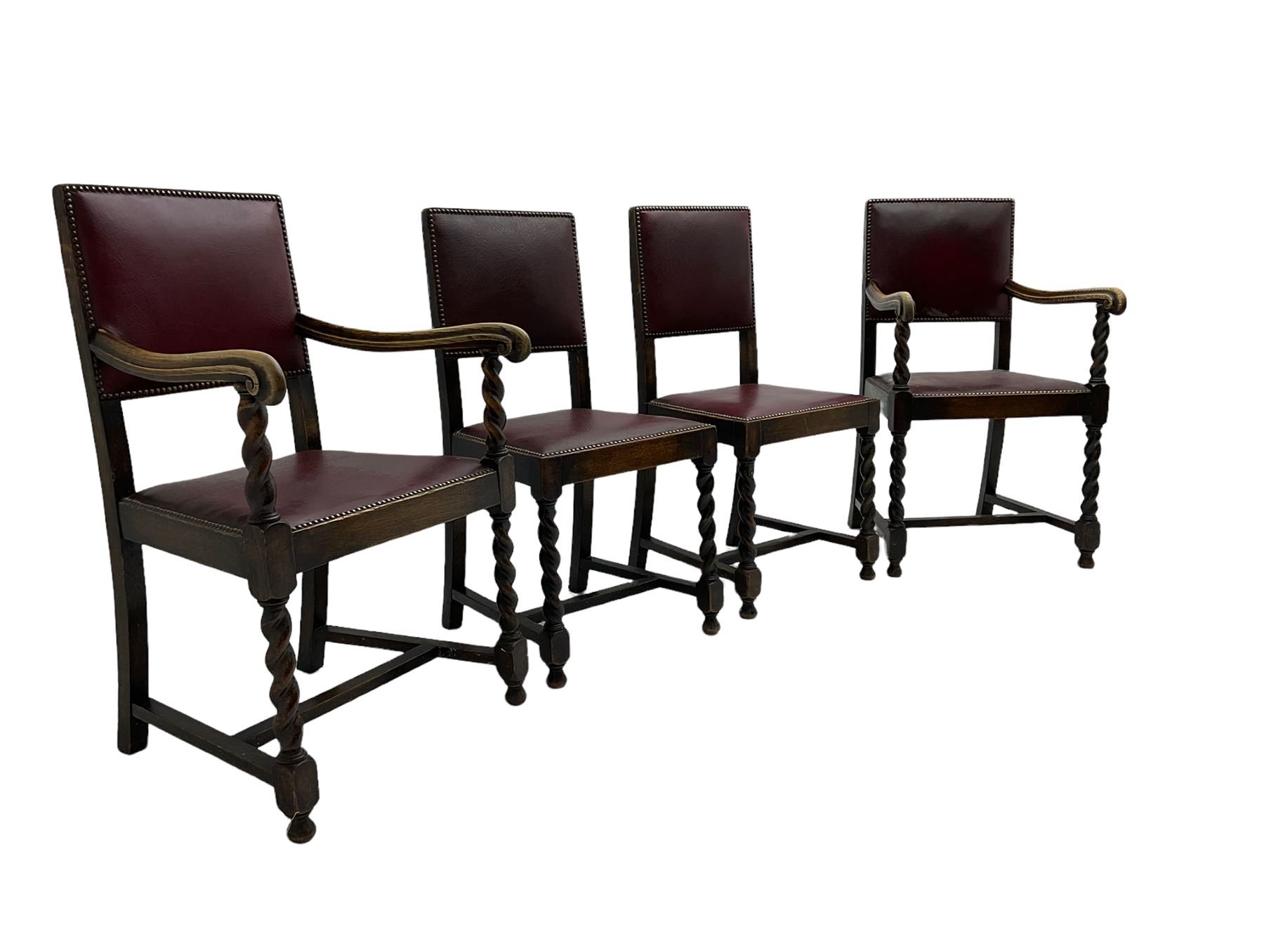 Set four early 20th century oak barley twist dining chairs - Image 5 of 6