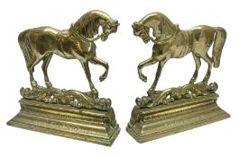 Pair of brass horse doorstops