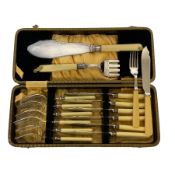 Cased silver plated fish knives and forks
