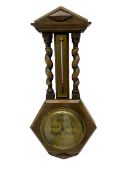 20th century Oak cased android barometer