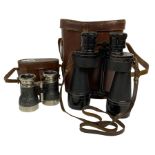 Pair of racing binoculars in leather case