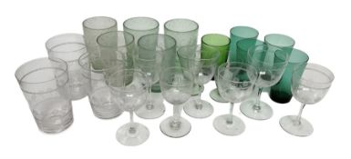 Quantity of Victorian and later glassware to include green glasses