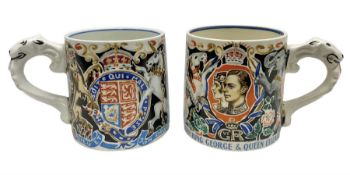 Two Dame Laura Knight coronation mugs for King George VI and Queen Elizabeth