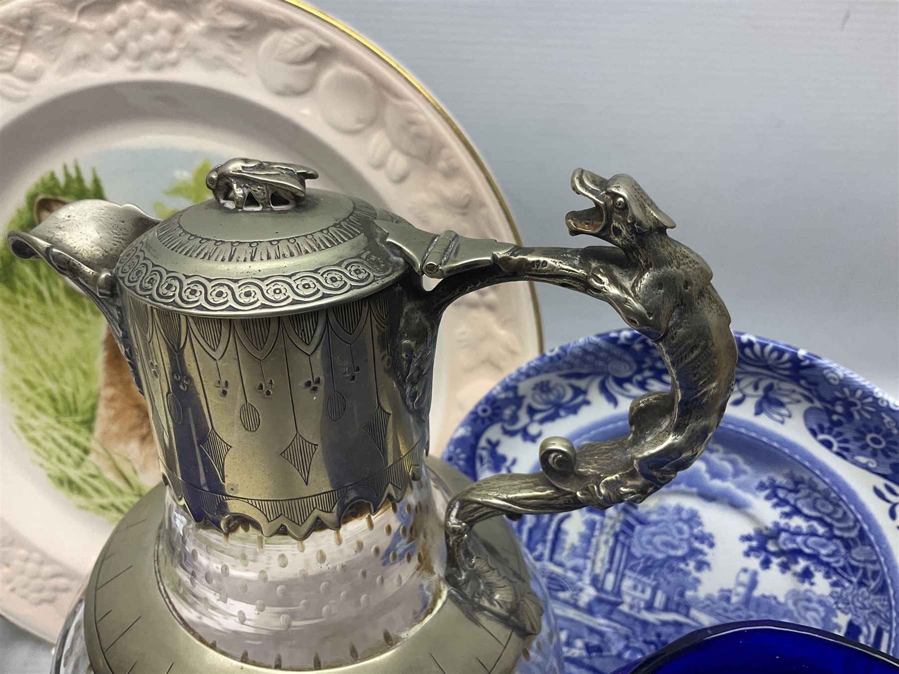 Quantity of ceramics and glassware including Victorian blue glass claret jug - Image 10 of 13