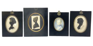 Three early 20th century framed portrait silhouettes
