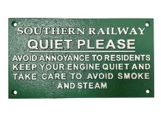 Southern Railway Quiet Please type sign