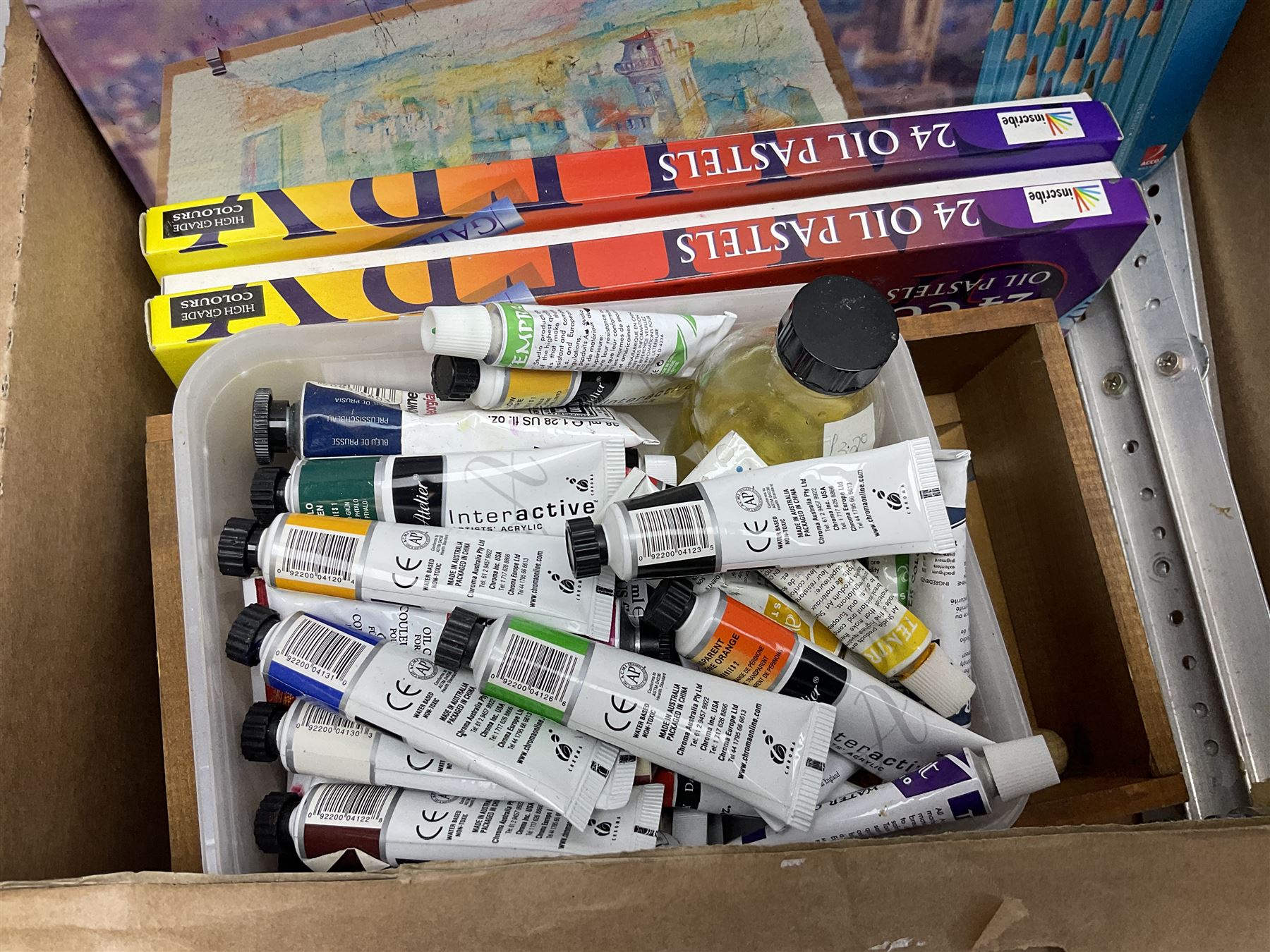 Large quantity of art supplies to include Daler-Rowney acrylic paints - Image 2 of 11