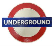 London Underground painted cast metal wall plaque