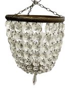 Gilt metal and glass bag chandelier