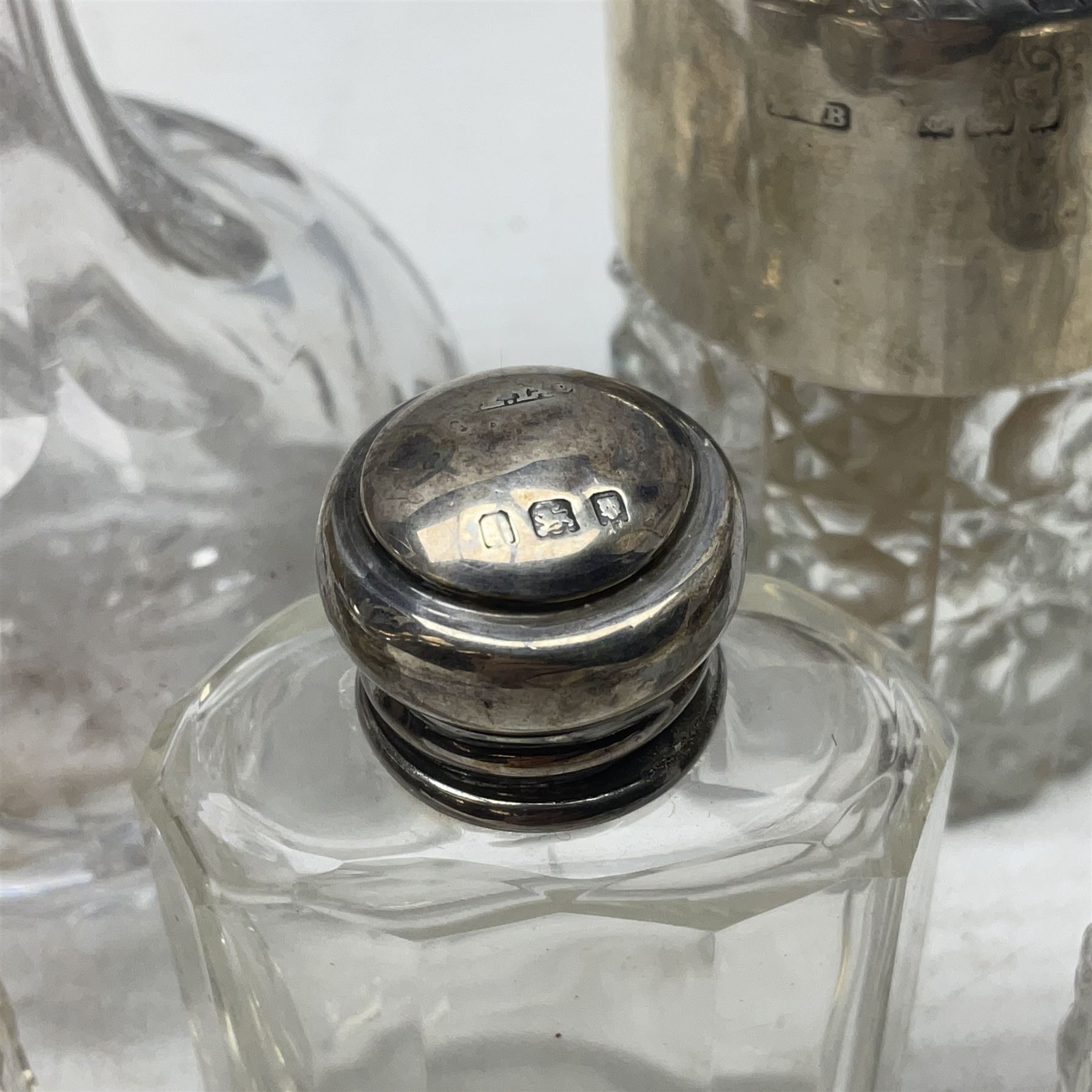 Five hallmarked silver mounted glass containers - Image 3 of 8