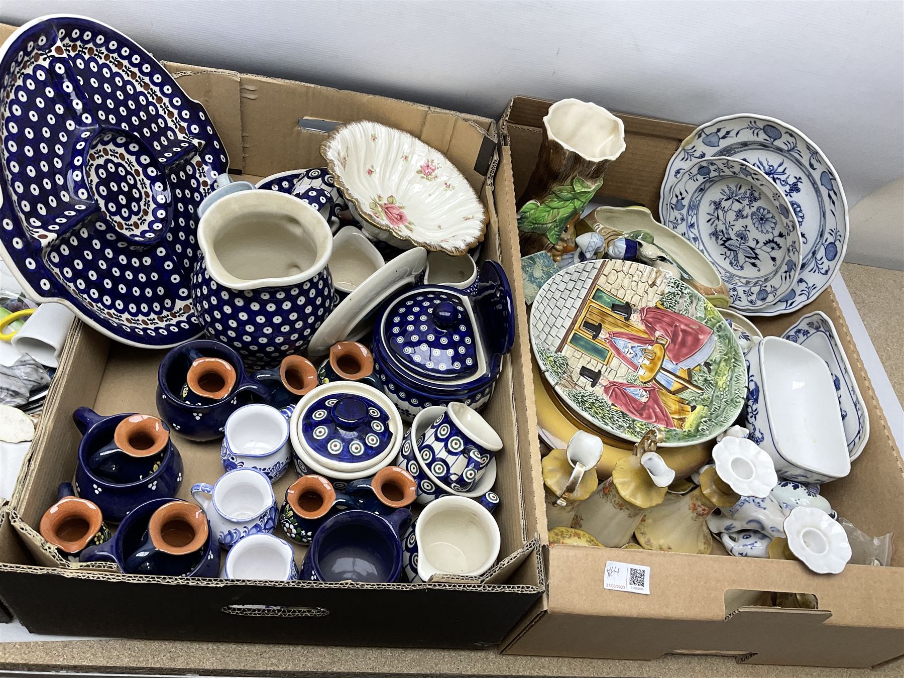 Collection of ceramics in four boxes to include two Meissen onion pattern blue and white plates - Image 4 of 8