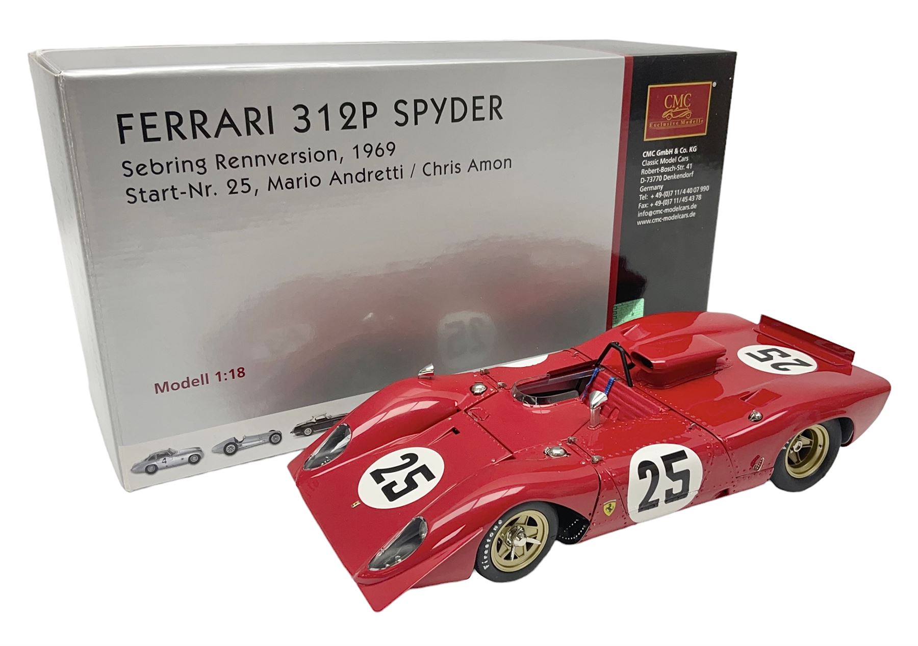 CMC 1:18 Scale Model of a Ferrari 312P Spyder 'Sebring Rennversion