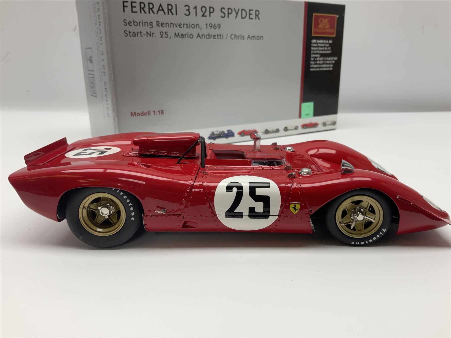 CMC 1:18 Scale Model of a Ferrari 312P Spyder 'Sebring Rennversion - Image 11 of 14