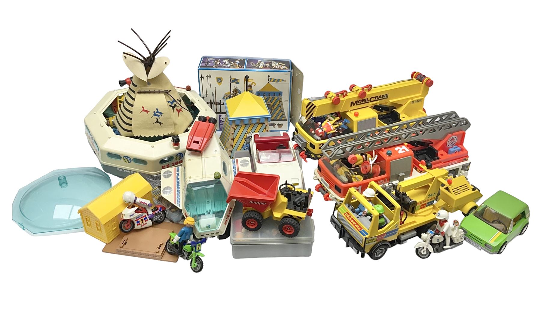 Collection of 1980s/90s Playmobil - vehicles including Fire-Engine No.21