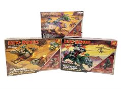 Three Tyco Dino-Riders by Action GT playsets - Pteranodon with Rasp Evil Rulon Warrior; Monoclonius