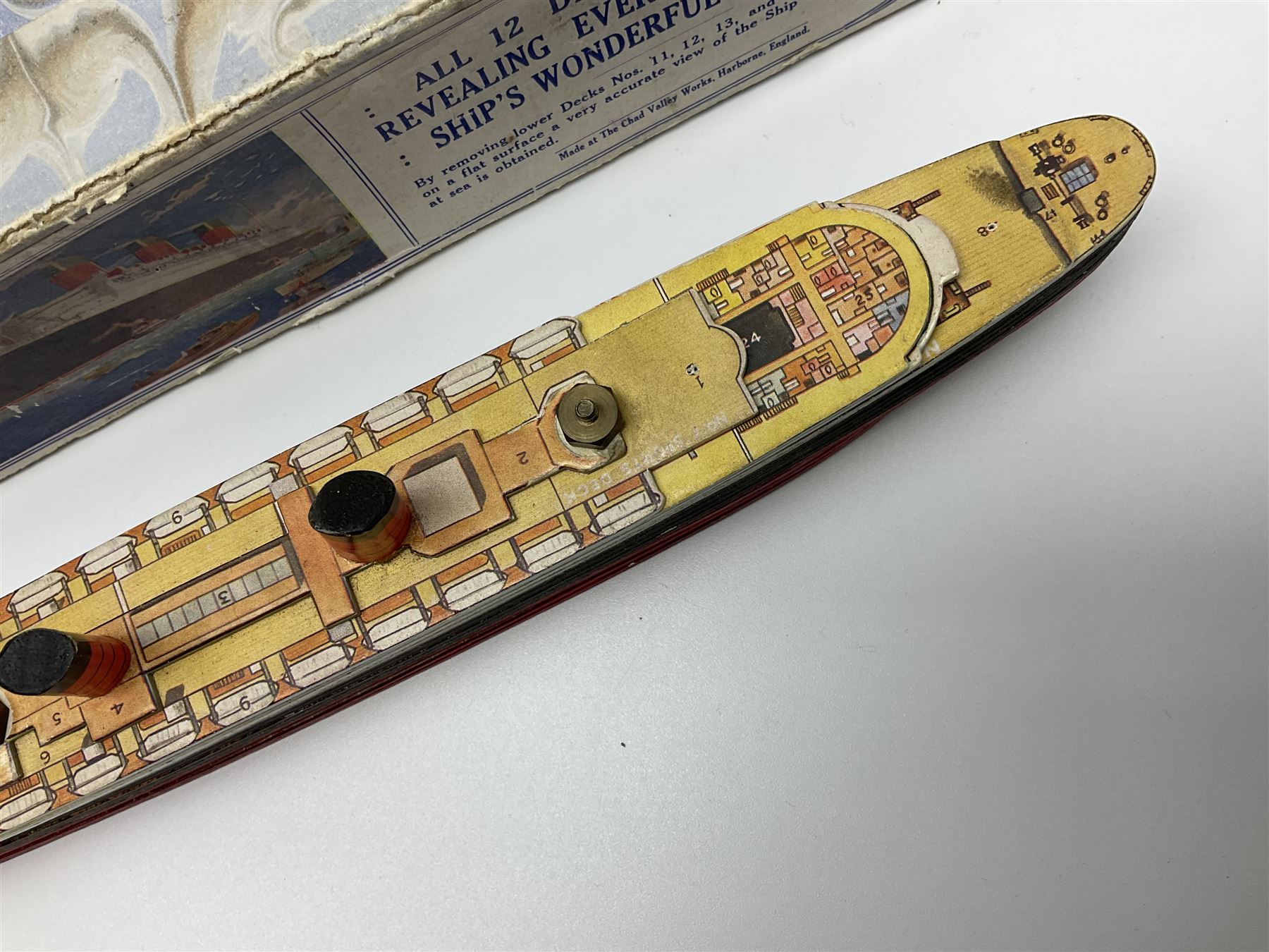 Chad Valley 'Take to Pieces' model of R.M.S. Queen Mary; made up of thirteen removable decks reveali - Image 4 of 10