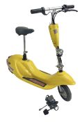 E-Scooter yellow electric 2-wheel scooter with seat and charger L106cm