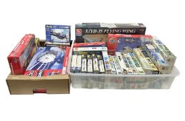 Twenty-eight model aircraft construction kits by Airfix (6) including Jet Engine; Hasagawa (5); LS (