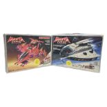 Two 1980s Bluebird Manta Force spaceship playsets - Red Venom and Entire Space Battle Force in one G