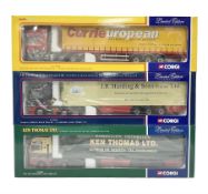 Corgi - three limited edition 1:50 scale heavy haulage vehicles comprising CC13403 MAN TGA Curtainsi