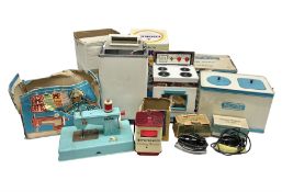 Six toy kitchen appliances - Casdon battery operated cooker; Mettoy Hoover washer; Chad Valley Hoove
