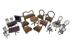 Quantity of early 20th century doll's house furniture comprising Victorian style beadwork and uphols