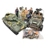 Action Man - Hasbro Strike Force Battle Tank by Sunny Smile; jeep; ten various period dressed figure