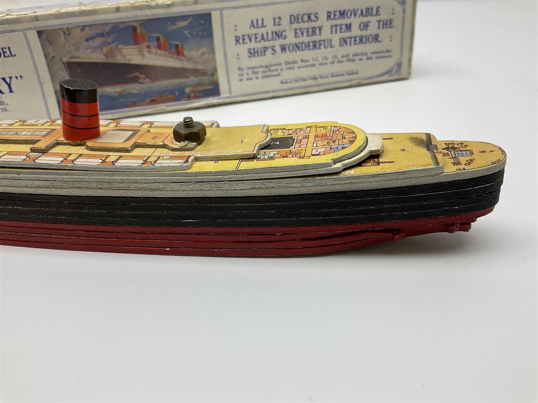 Chad Valley 'Take to Pieces' model of R.M.S. Queen Mary; made up of thirteen removable decks reveali - Image 5 of 10