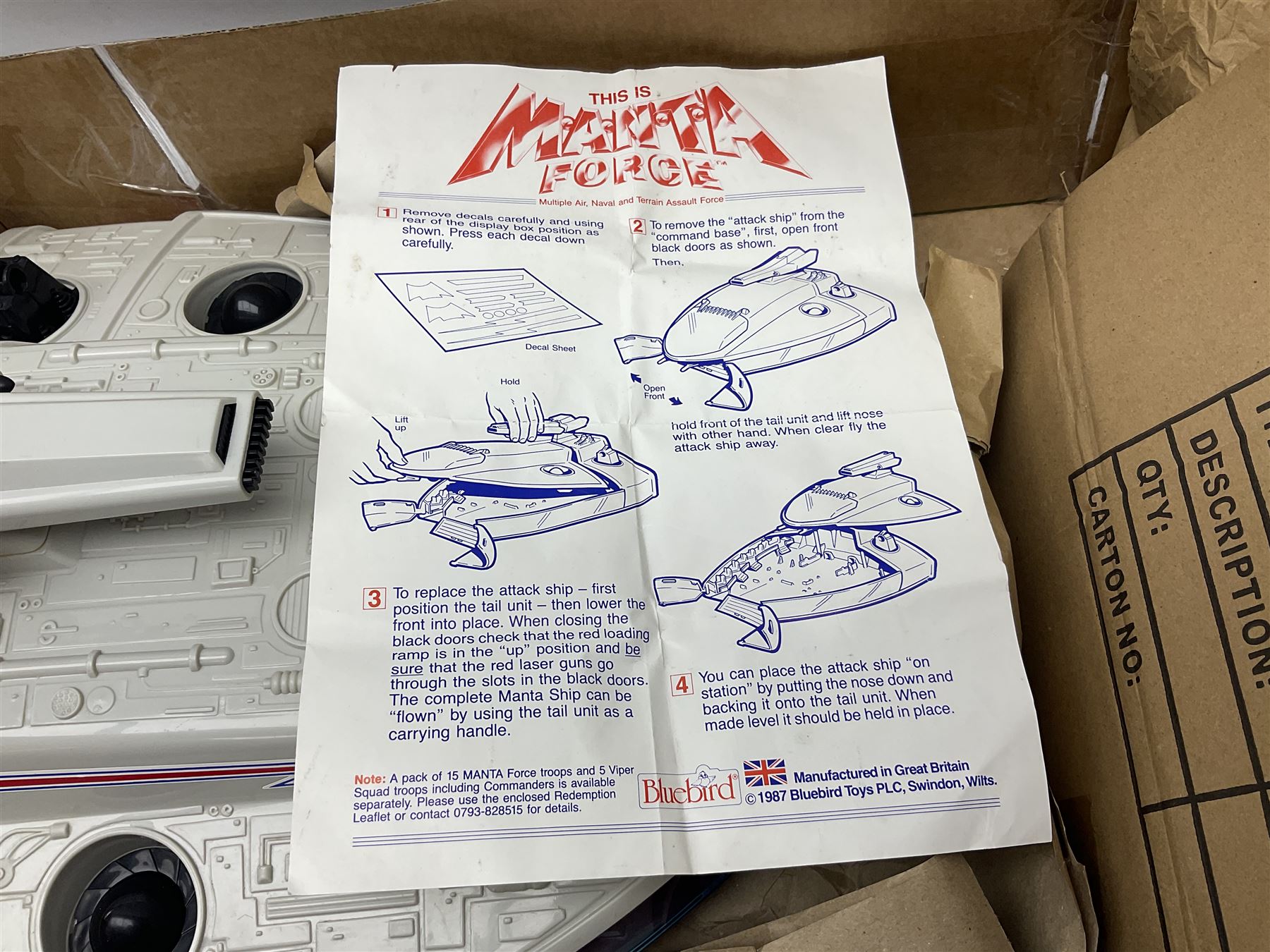 Two 1980s Bluebird Manta Force spaceship playsets - Red Venom and Entire Space Battle Force in one G - Image 7 of 11