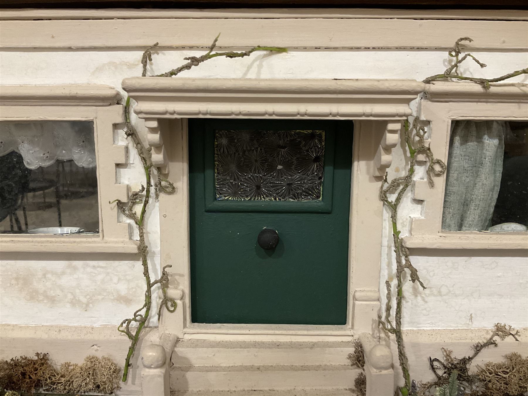 Scratch-built wooden dolls house as a double fronted single storey bungalow with stucco walls and wi - Image 3 of 10