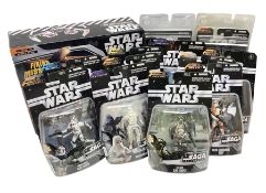 Star Wars - The Saga Collection - Mace Windu's Jedi Starfighter; boxed; and twelve carded figures co