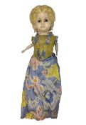 Victorian large wax over composition Pumpkin head doll