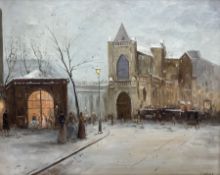 French School (20th century): Evening Street Scene