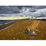 Vincent Browne (British 20th century): Bridlington Beach under Stormy Skies