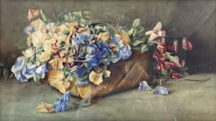 Linda Preston (Sheard) (British early 20th century): Basket of Flowers