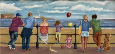 Anne J Taylor (British Contemporary): On Scarborough Foreshore