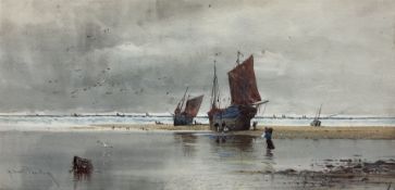Albert Procter (British 1864-1909): Unloading Boats on the Beach