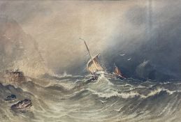 Circle of Henry Barlow Carter (British 1804-1868): Fishing Smack in Rough Seas