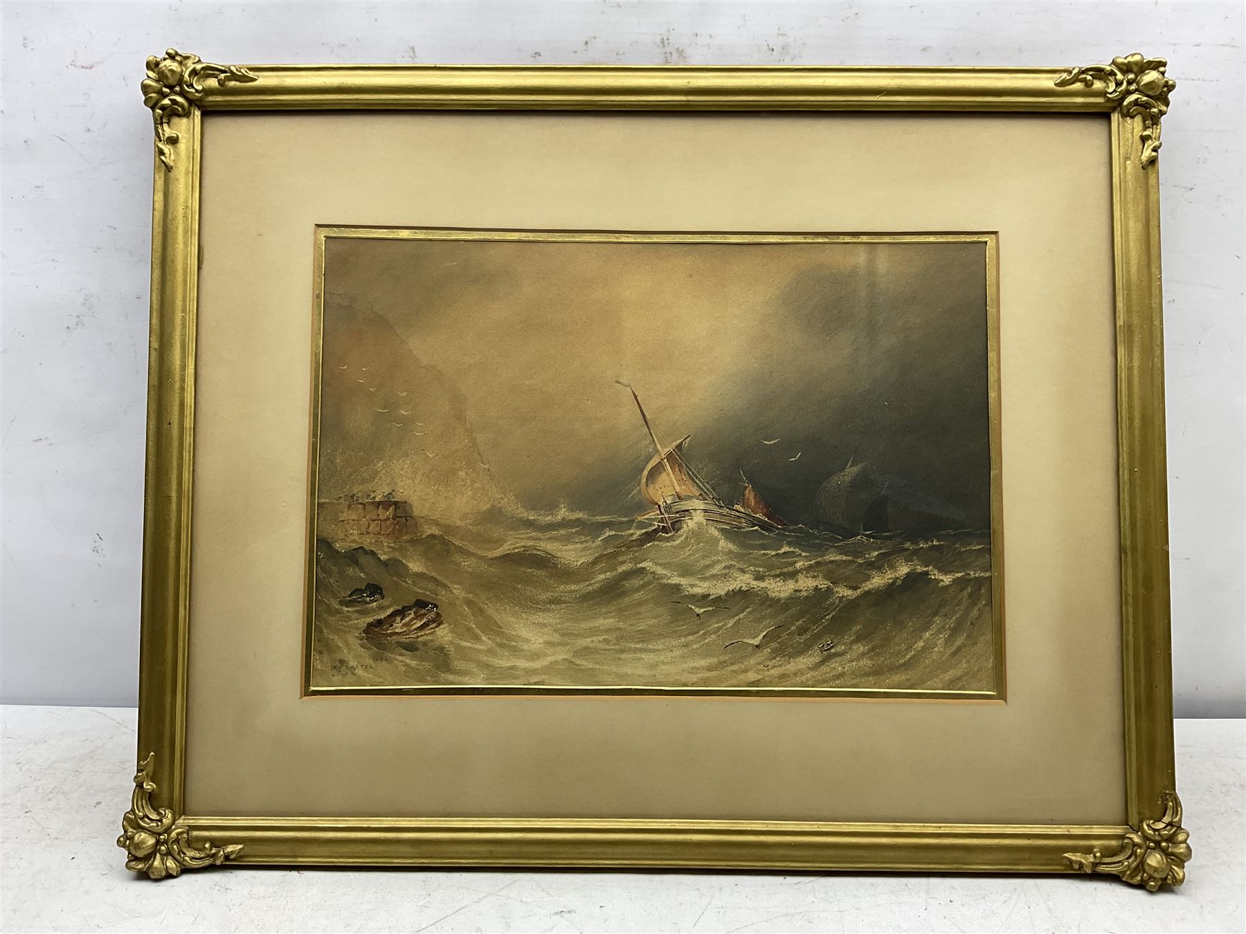 Circle of Henry Barlow Carter (British 1804-1868): Fishing Smack in Rough Seas - Image 2 of 3