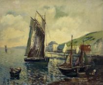 Forestier (Continental 20th century): Harbour Scene with Figures