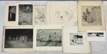 Alexander Brantingham Simpson (British fl.1904-1931): Collection of nine drypoint etchings
