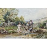 Horace Hammond (British 1842-1926): Children and Donkey in a Stream