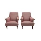 Pair traditional shaped armchairs
